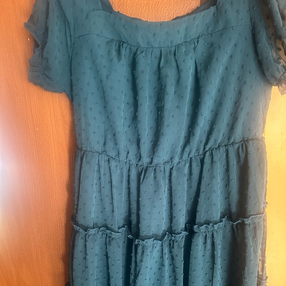 Teal Textured Dress - Picture 3 of 5